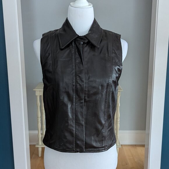 Ann Taylor Women's Brown Leather Vest Size Small USA Made - Picture 3 of 11